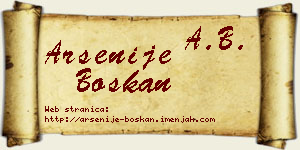 Arsenije Boškan vizit kartica
